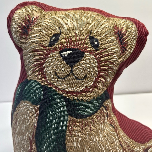 Bear Pillow Doorstop Weighted Tapestry Style Vintage Cottagecore Country Teddy - Picture 5 of 8